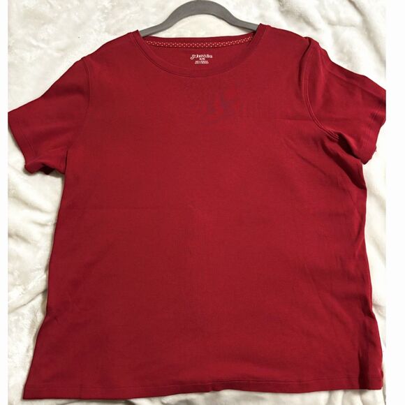 St. John’s Bay Red Short Sleeve Cotton T-Shirt Women’s XL Basic Essential Top - Picture 1 of 6